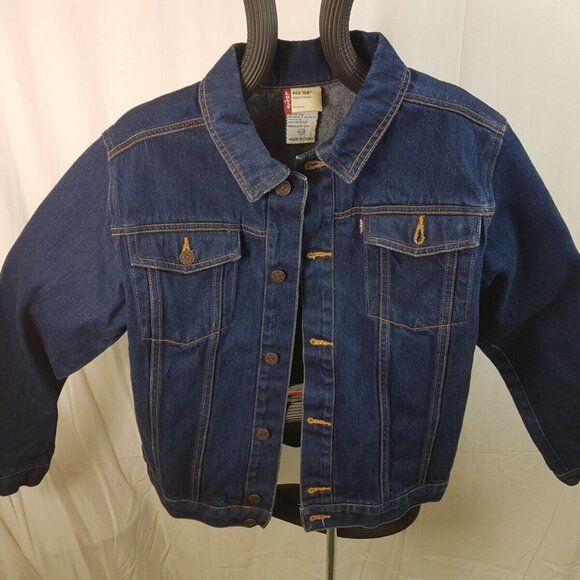 Levi's RED TAB Co Denim Jean Jacket Red Tab Youth Girls Size 14 / 18 Button Blue - Picture 1 of 9